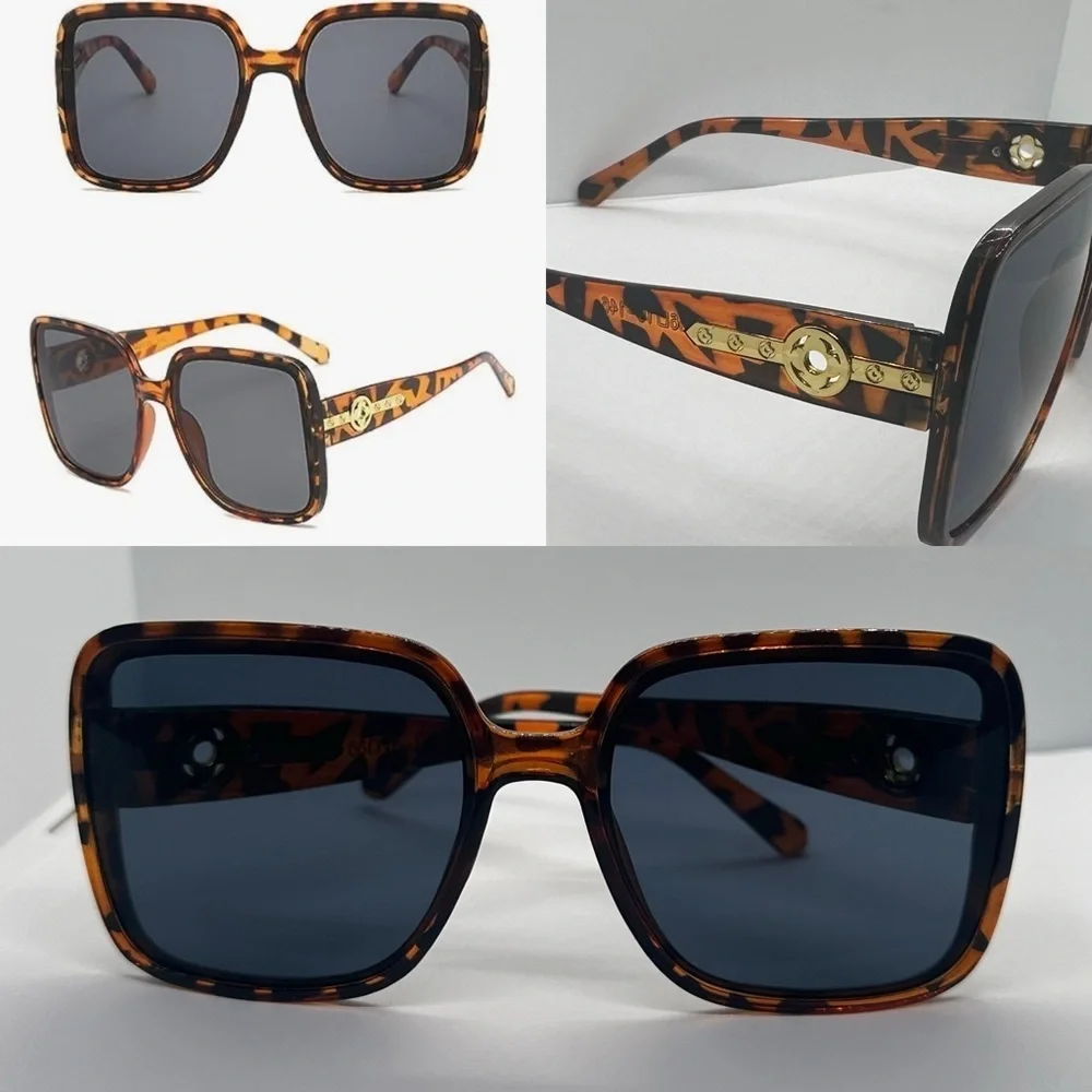 🔥 NWT Trendy Oversized Square Tortoiseshell Sunglasses UV400 Protection 🔥